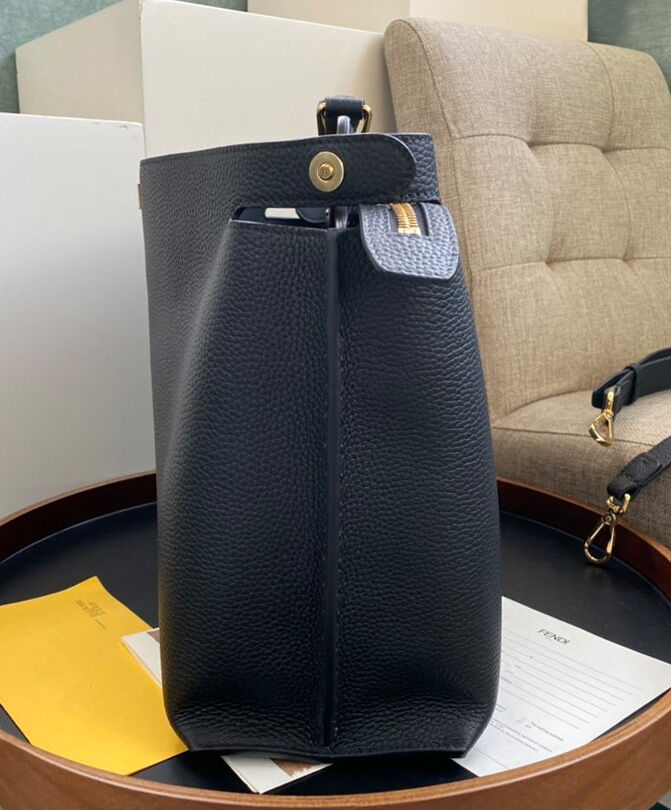 Fendi Peekaboo Iconic Essential Calf Leather Bag 7VA476 Black