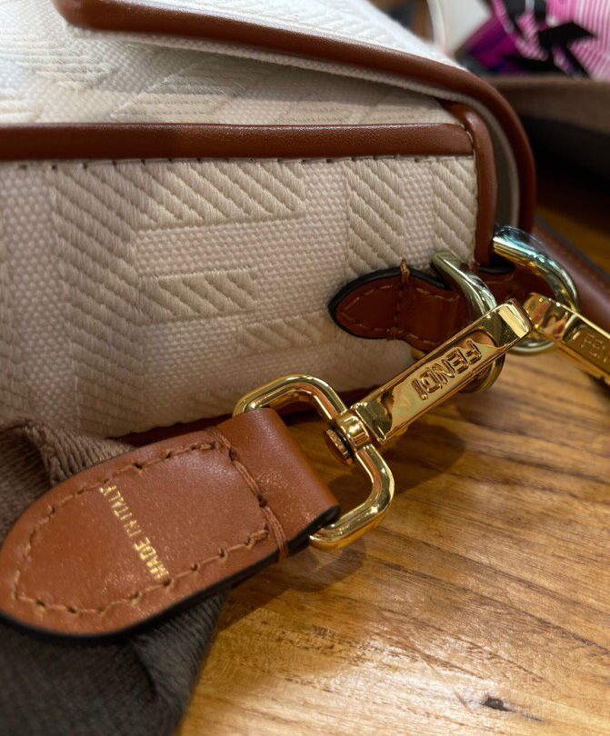 Fendi Baguette FF Canvas Bag 8BR600 Cream