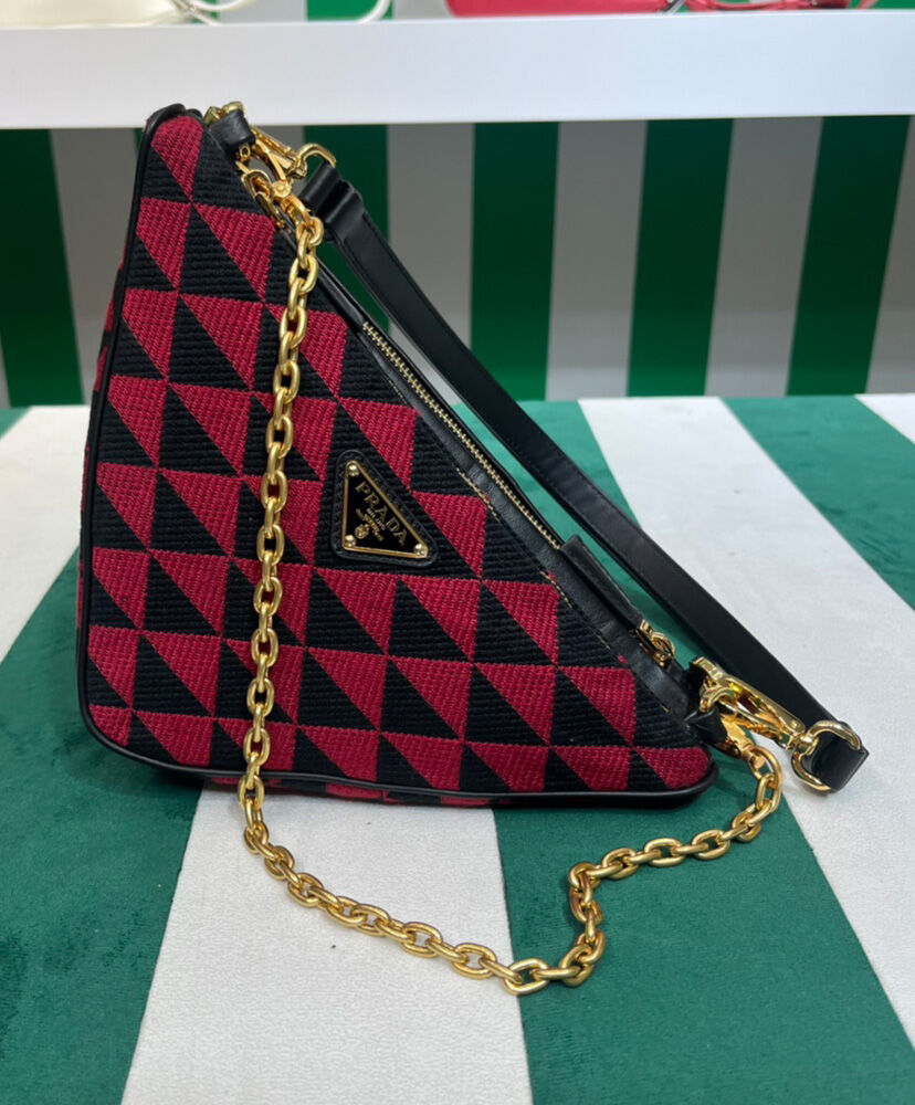 Prada Symbole Leather And Fabric Mini Bag 1BC176 Red