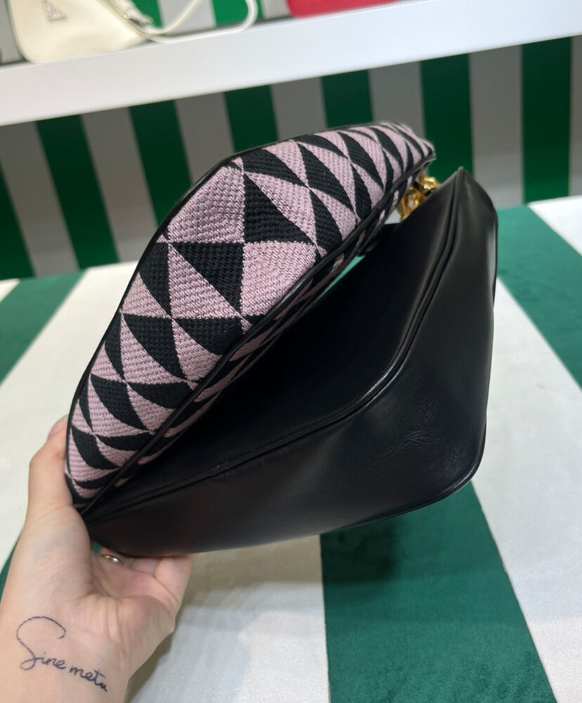Prada Symbole Leather And Fabric Mini Bag 1BC176 Pink