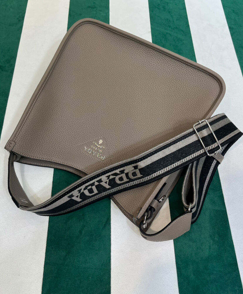 Prada Leather Hobo Bag 1BC073 Gray