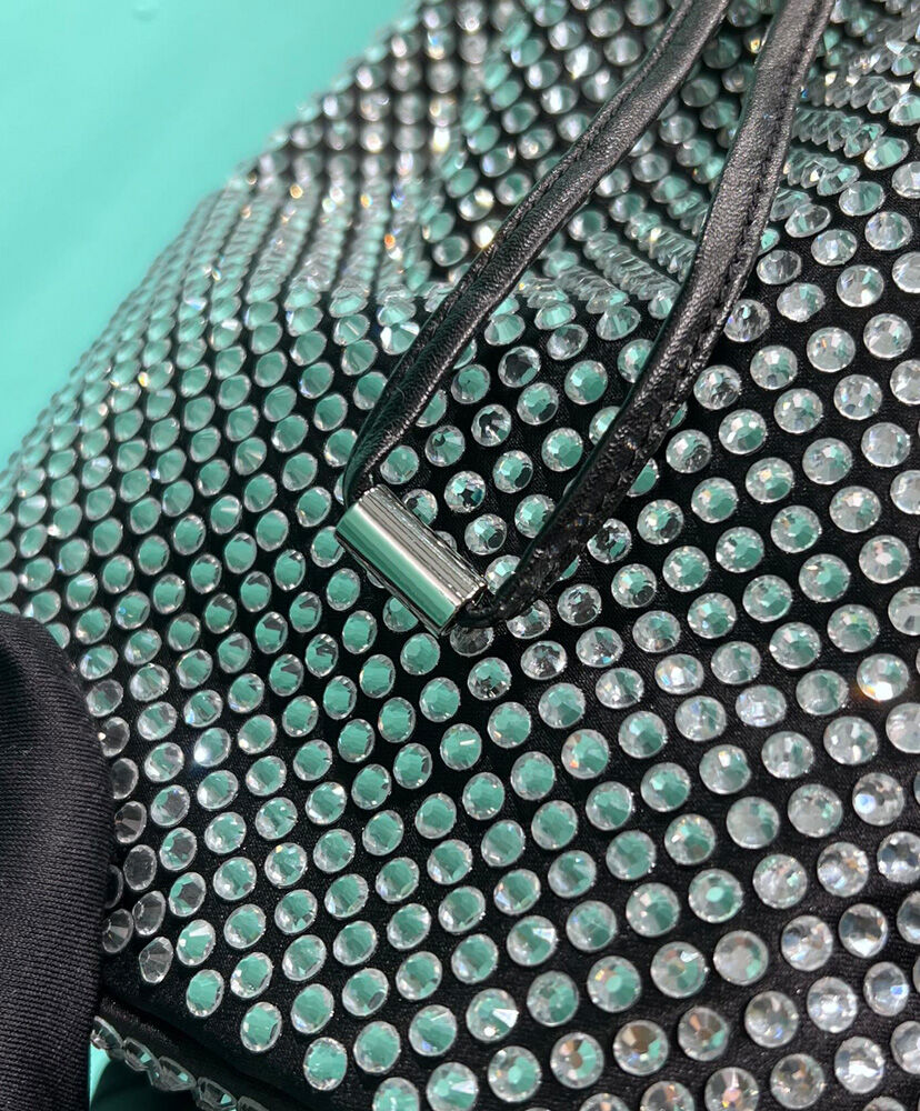 Prada Satin Mini-bag With Crystals 1BE067 Black