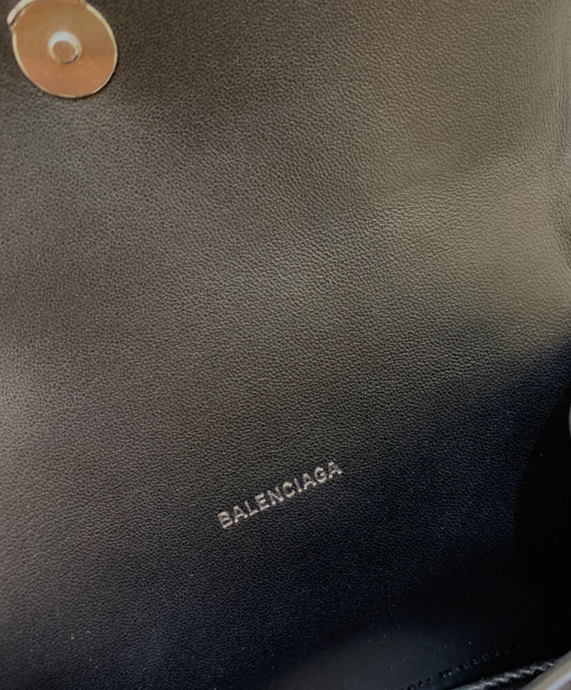 Balenciaga Hourglass XS Handbag In Glitter Material Black