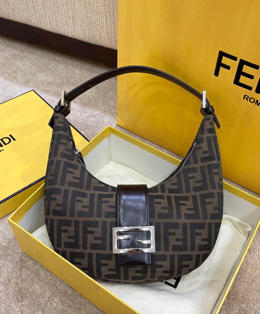 Fendi Small Croissant With FF Print Coffee