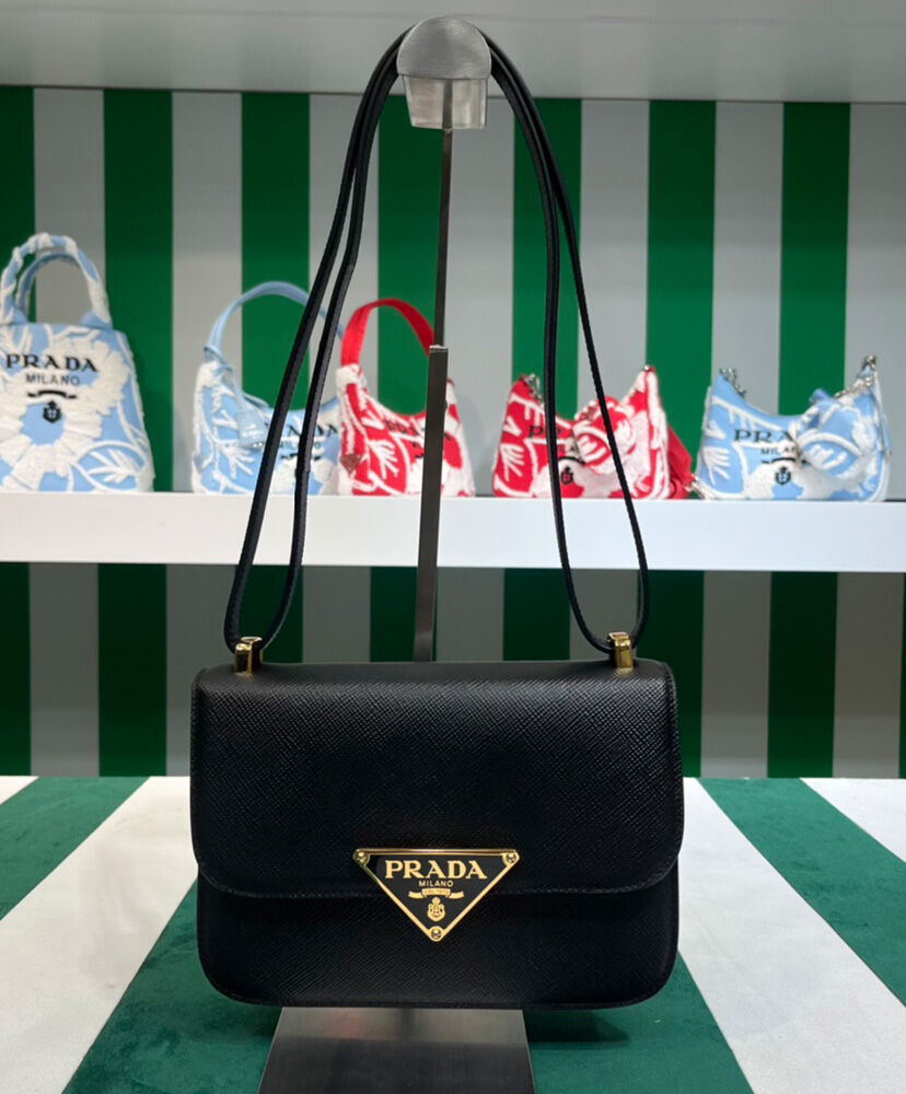 Prada Saffiano Leather Shoulder Bag Black