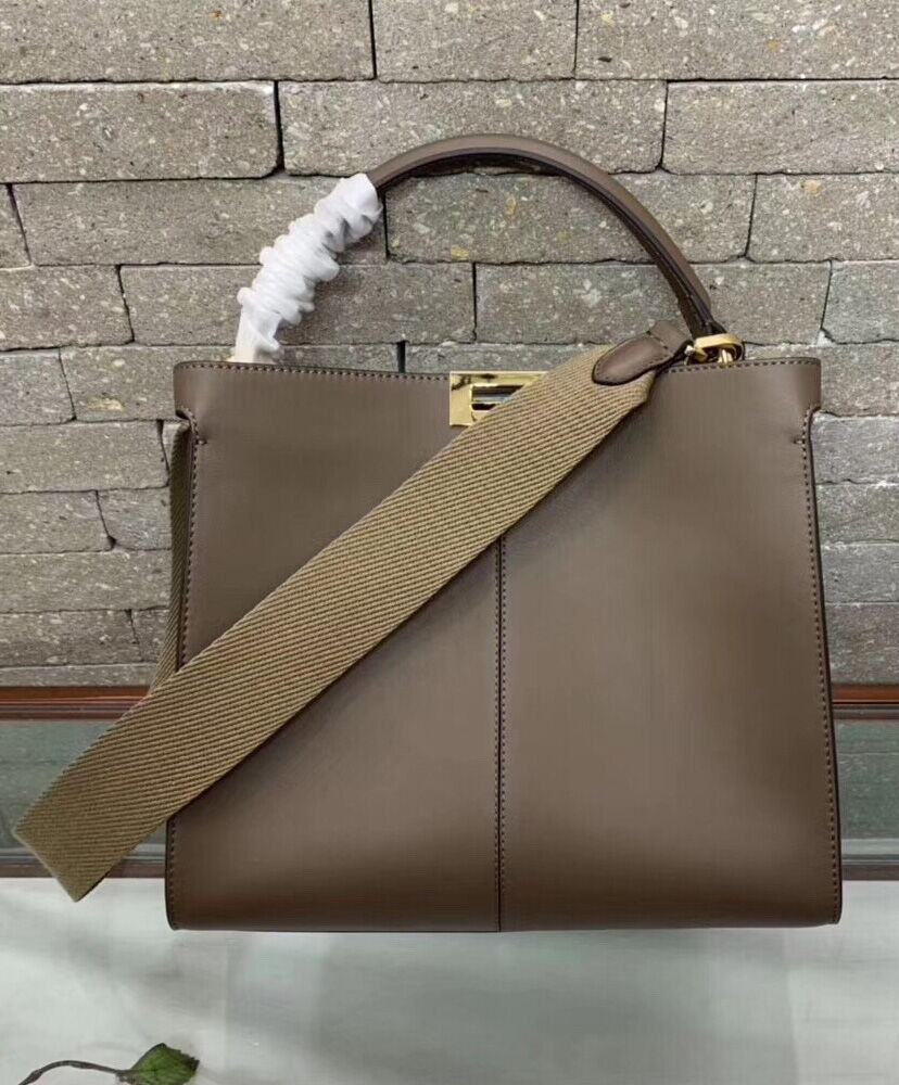 Fendi Peekaboo X-lite Medium Leather Bag Khaki