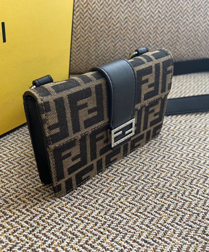 Fendi Pouch Fabric Bag 7M029 Coffee