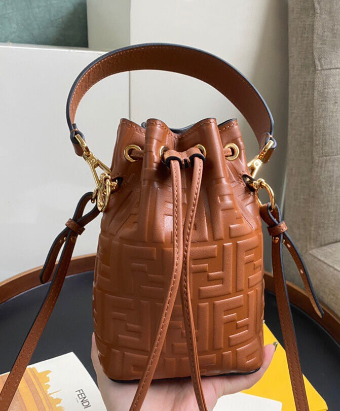 Fendi Mon Tresor Leather Mini Bag 8BS010 Coffee