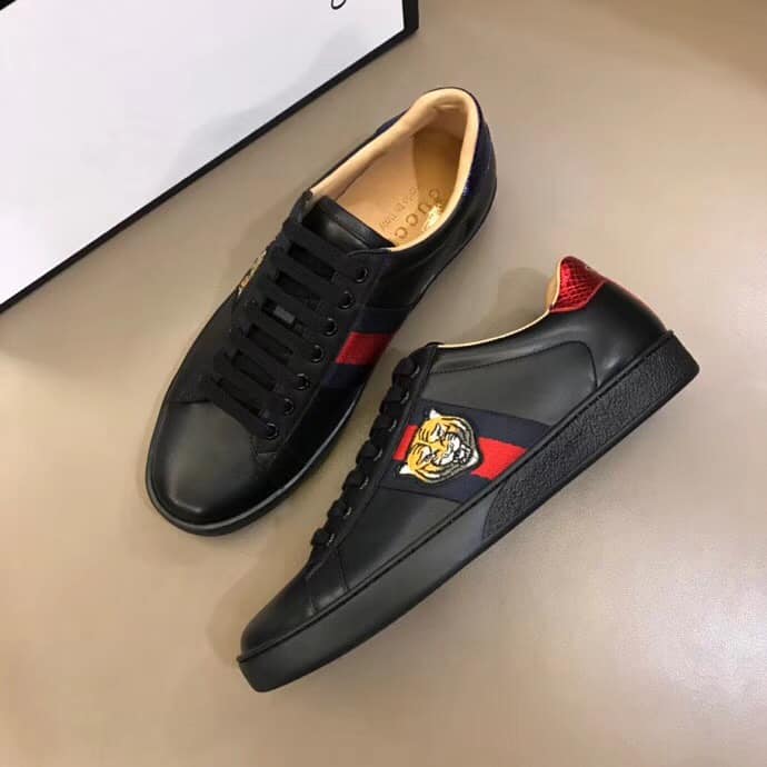 GUCCI TIGER ACE EMBROIDERED SNEAKER BLACK �C GC49