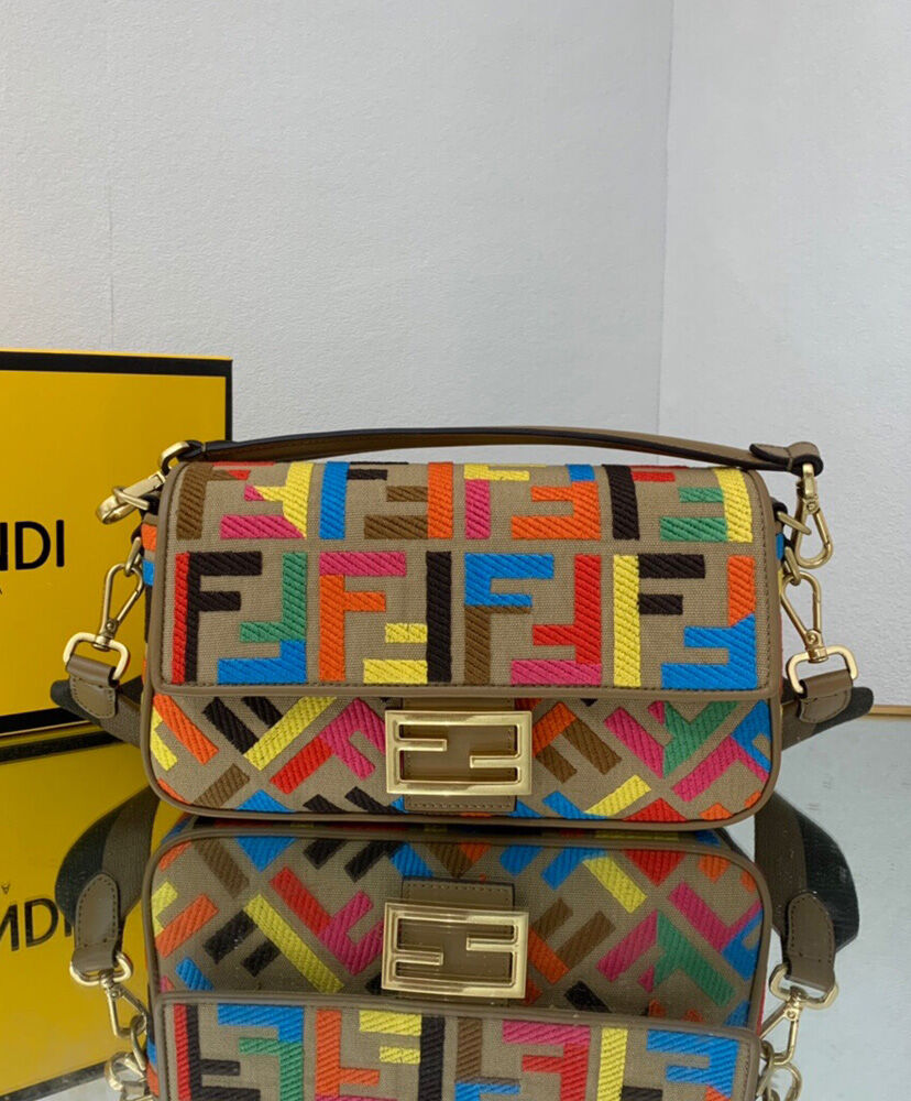 Fendi Baguette Multicolor FF Canvas Bag Polychrome