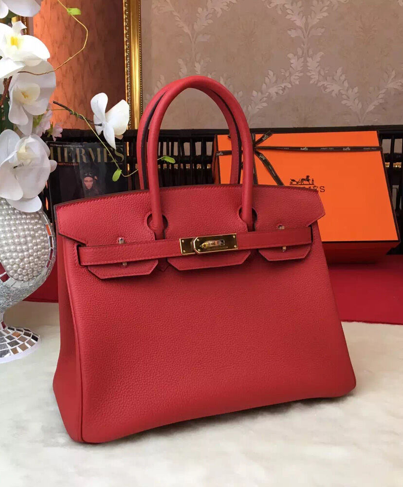 Hermes Birkin 35 Bag Togo Leather Red