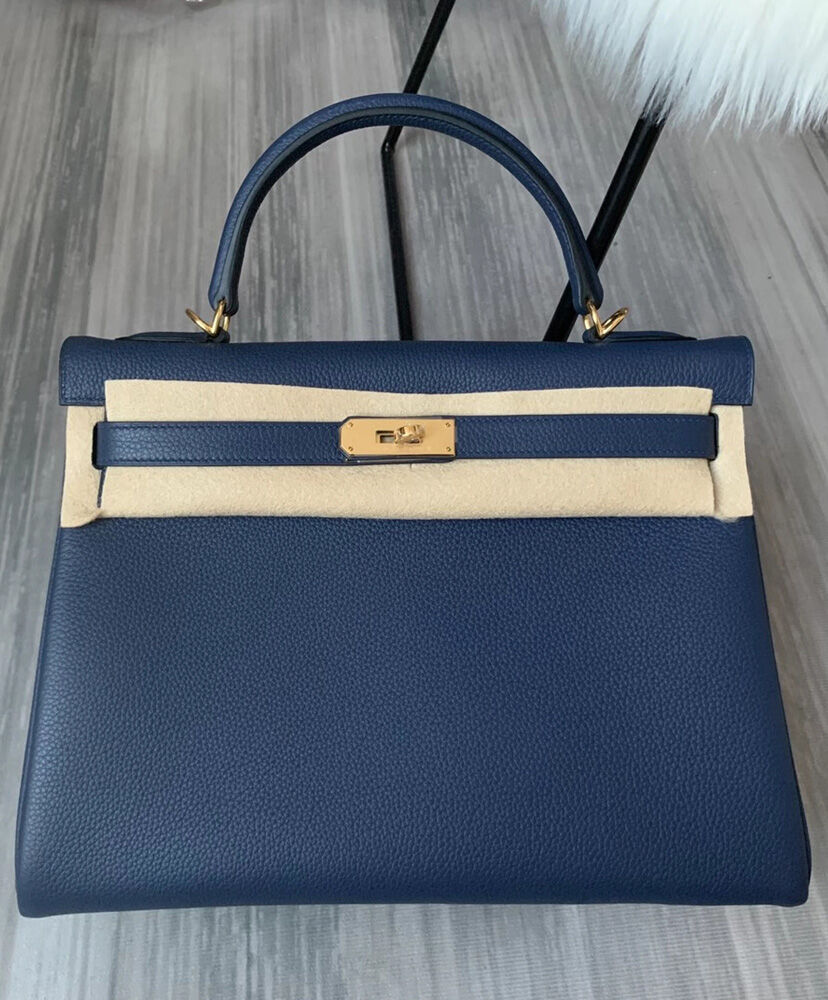 Hermes Kelly Bag 32 Togo Leather Dark Blue