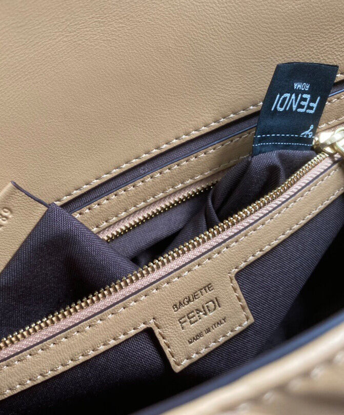 Fendi Baguette Leather Bag 8BR600 Apricot