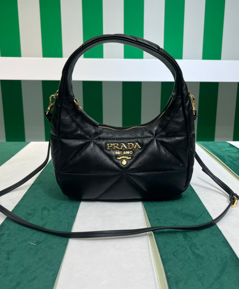 Prada Nappa-leather Mini Bag With Topstitching 1BA384 Black