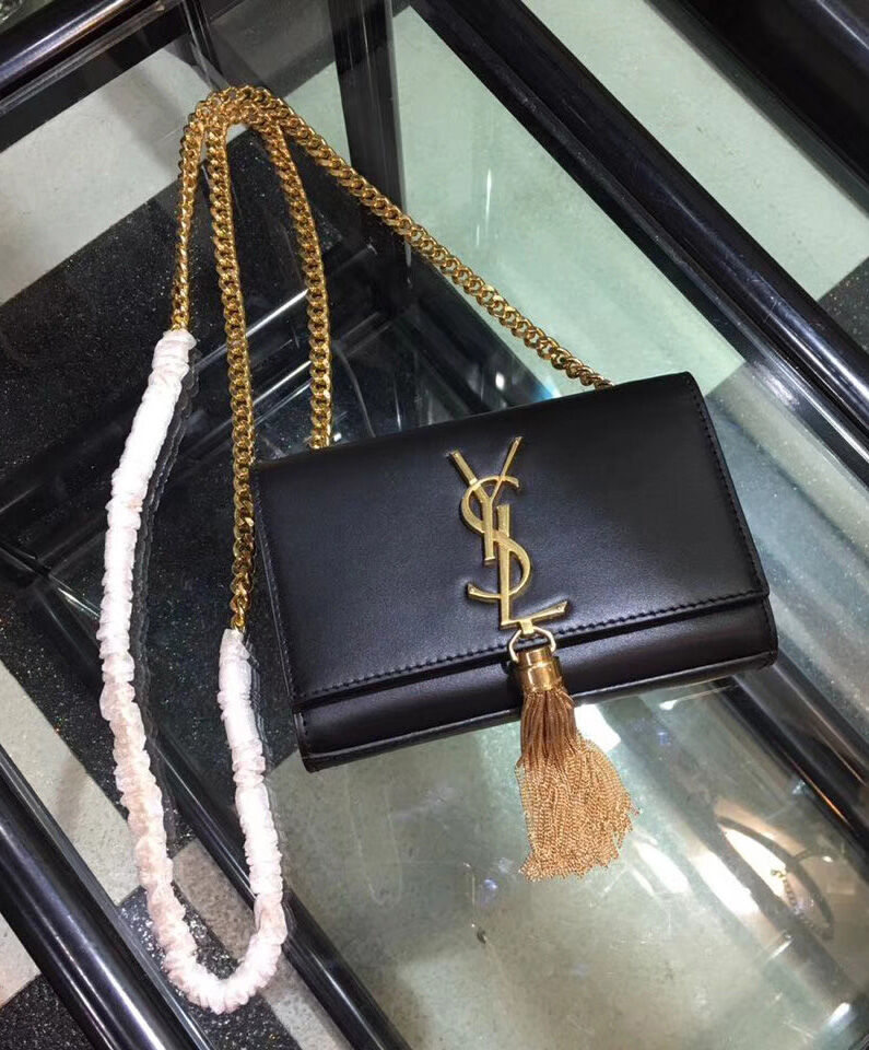 Saint Laurent Kate Monogram Ysl Small Tassel Shoulder Bag Black