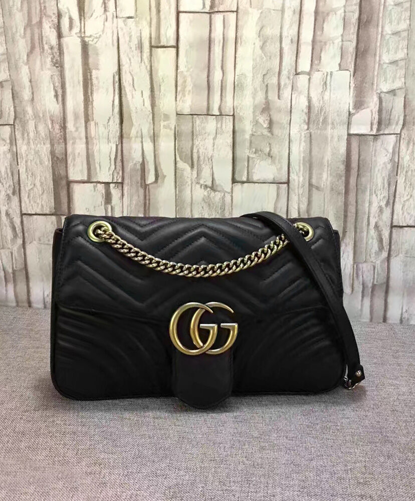 Gucci GG Marmont Matelasse Shoulder Bag 443496 Black