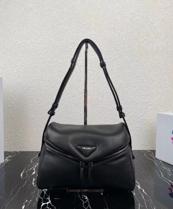 Prada Padded Nappa Leather Prada Signaux Bag 1BC165 Black