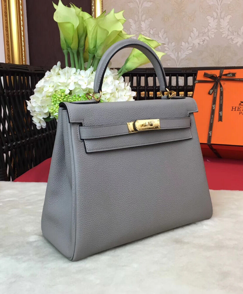 Hermes Kelly Bag 25 Togo Leather Light Gray