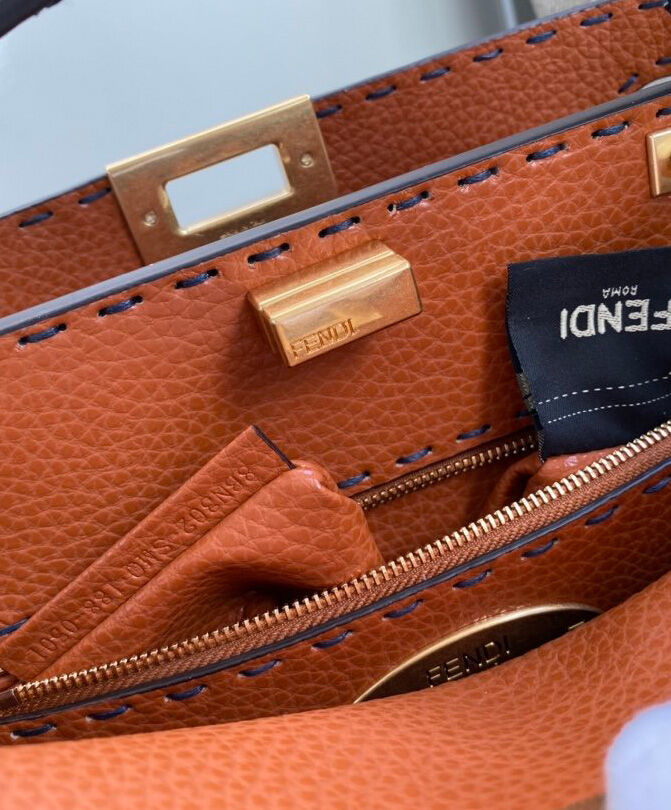 Fendi Peekaboo Iconic Essentially Leather Bag Dark Blue