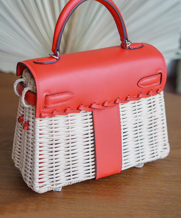 Hermes Kelly Picnic Mini Osier / Swift Vert Verone Red