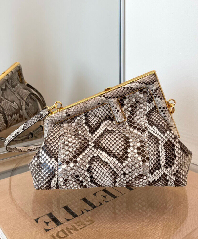 Fendi First Small Natural python Leather Bag 8BP129 Gray