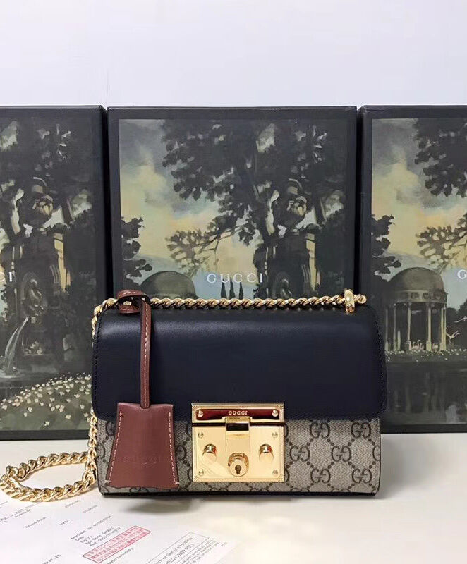 Gucci Padlock Small GG Shoulder Bag 409487 Black