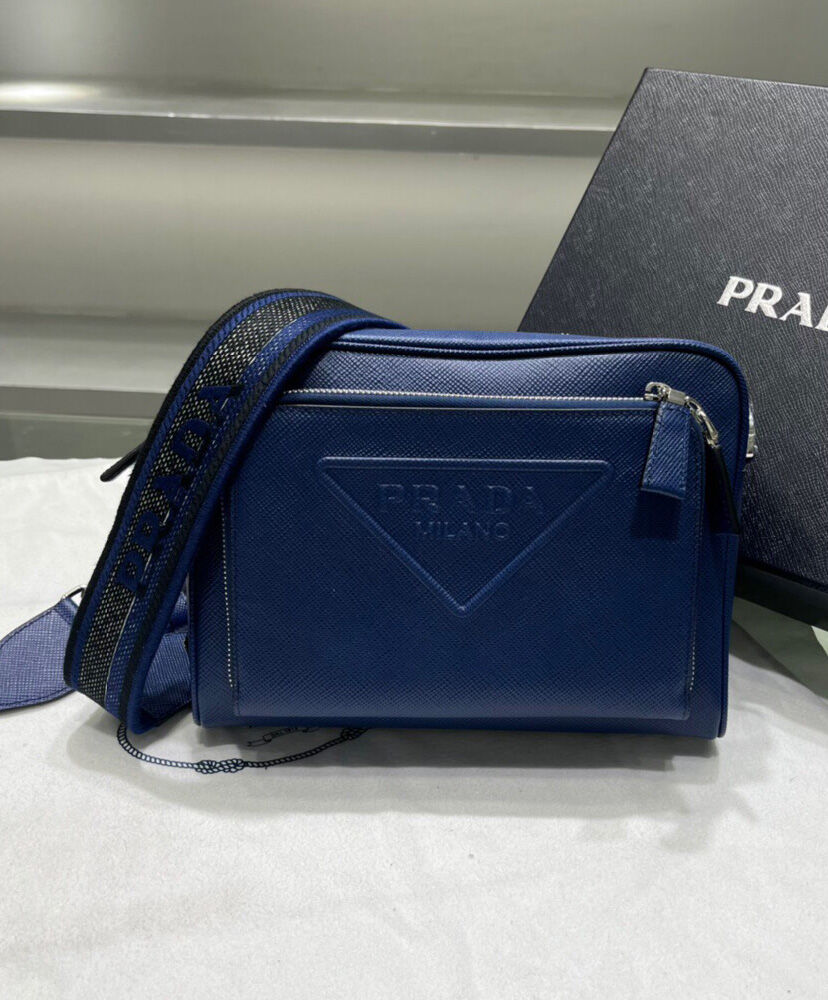 Prada Saffiano Leather Shoulder Bag 2VH152 Blue