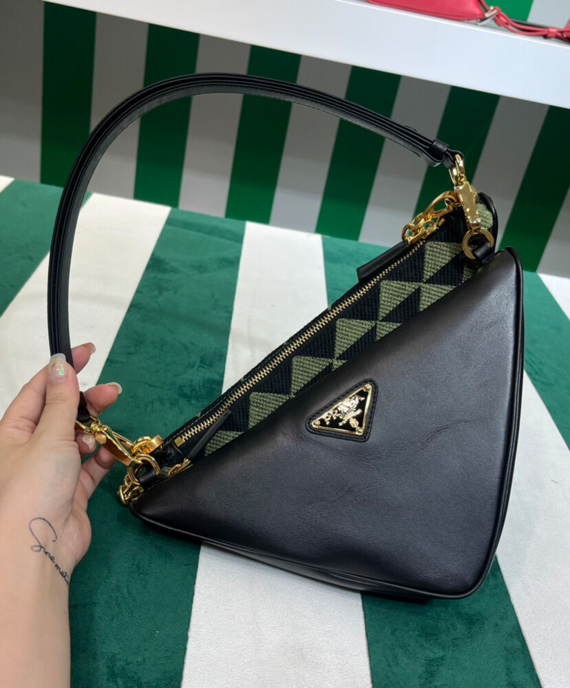 Prada Symbole Leather And Fabric Mini Bag 1BC176 Green