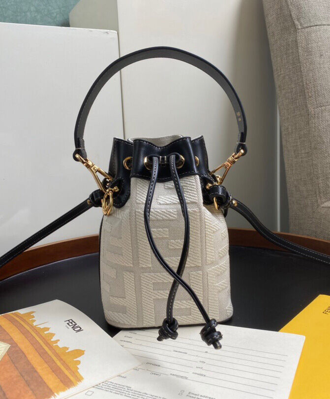 Fendi Mon Tresor Canvas Mini Bag 8BS010 Cream