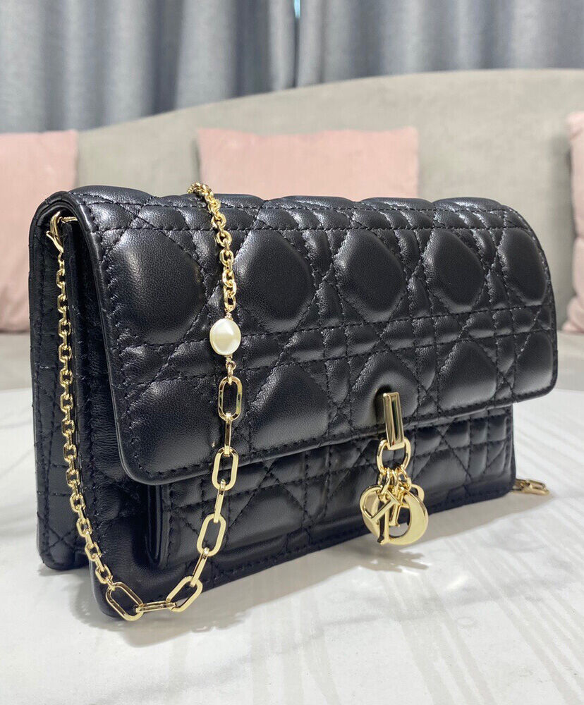 Christian Dior Lady Dior Chain Pouch Black