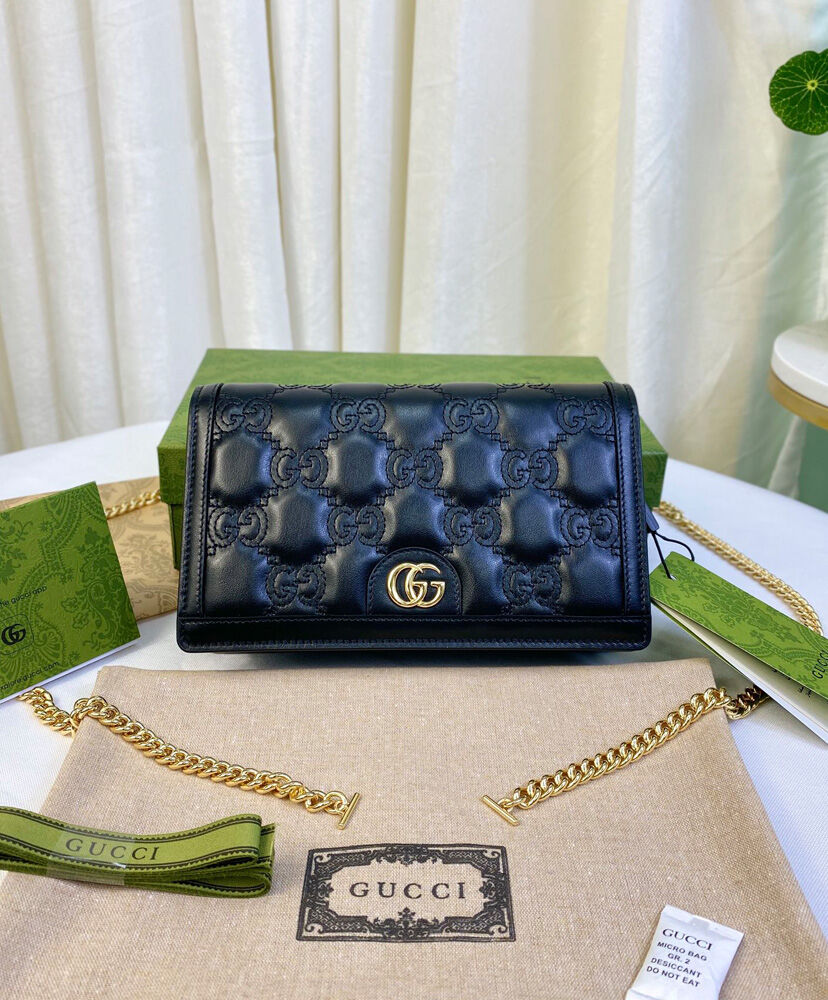 Gucci GG Matelasse Chain Wallet 723787 Black