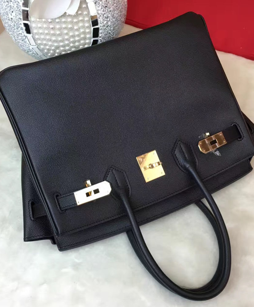 Hermes Birkin 30 Epsom Leather Paon Phw Black