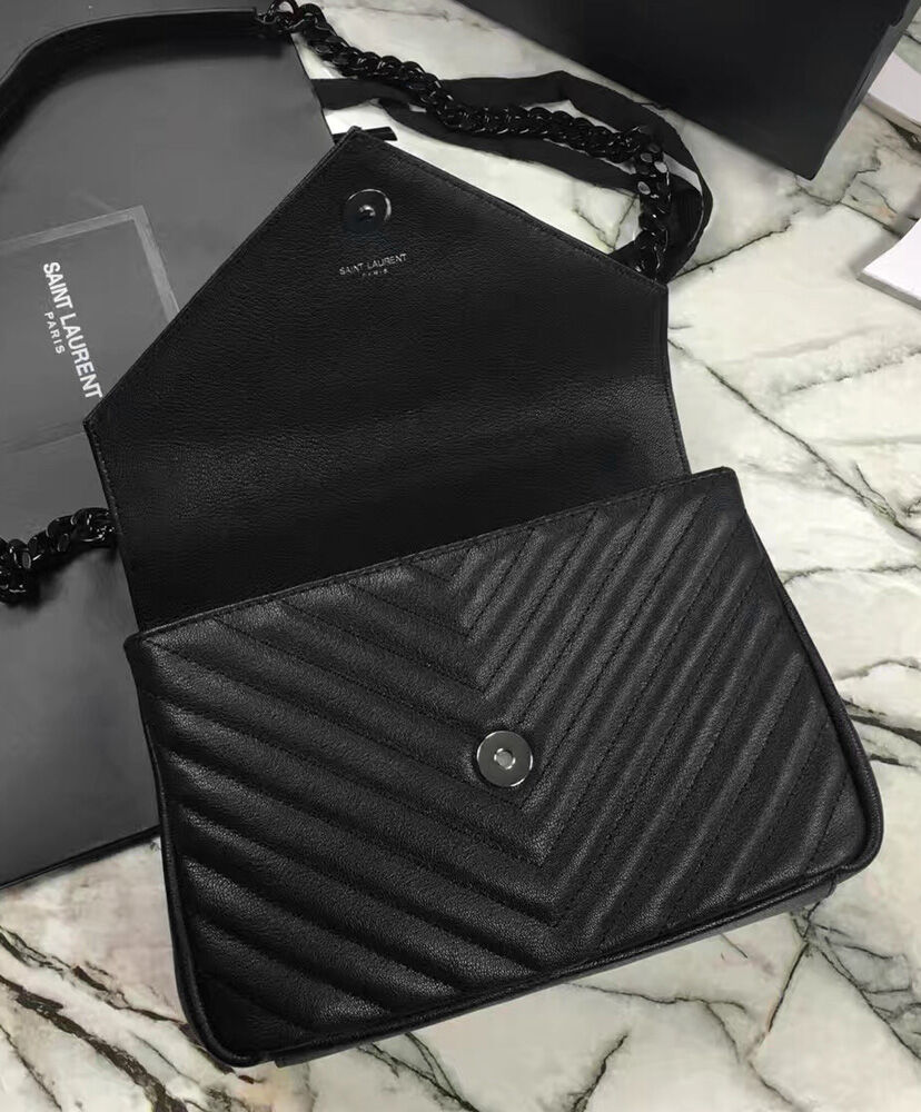 YSL Classic Medium Monogram Saint Laurent College Bag Black