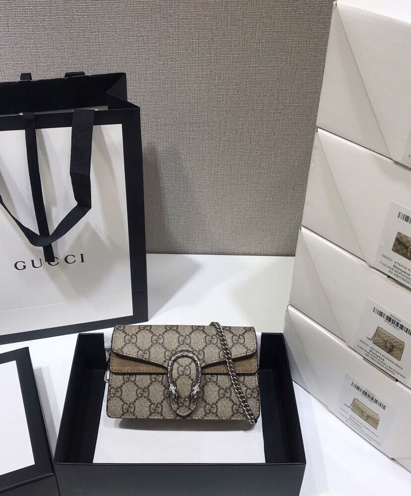 Gucci Dionysus GG Supreme super mini bag 476432 Apricot