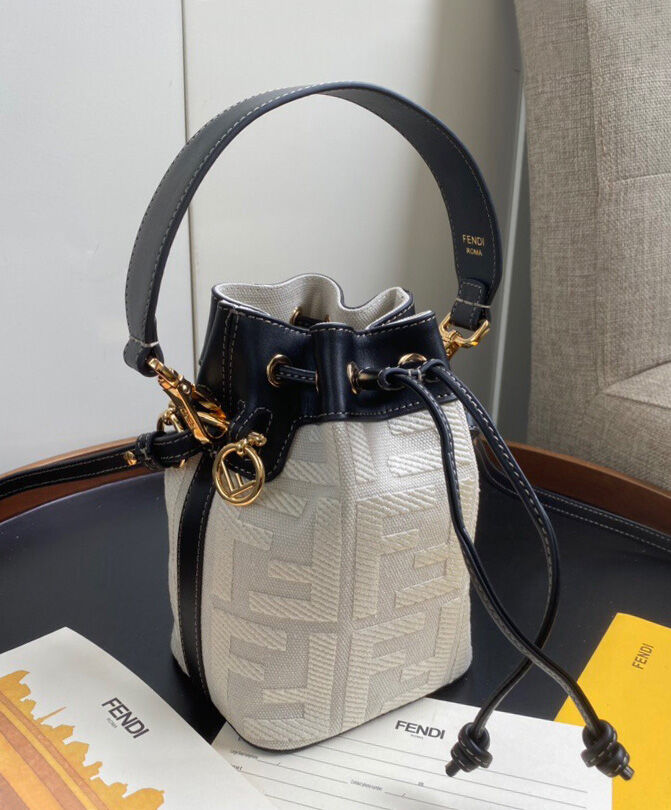 Fendi Mon Tresor Canvas Mini Bag 8BS010 Cream