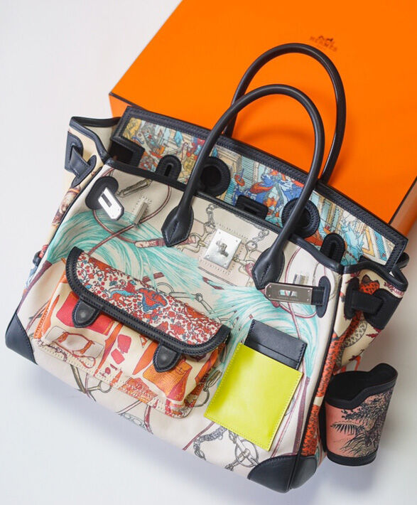 Hermes Birkin 35 Canvas   Swift Leather Cargo Graffiti Black