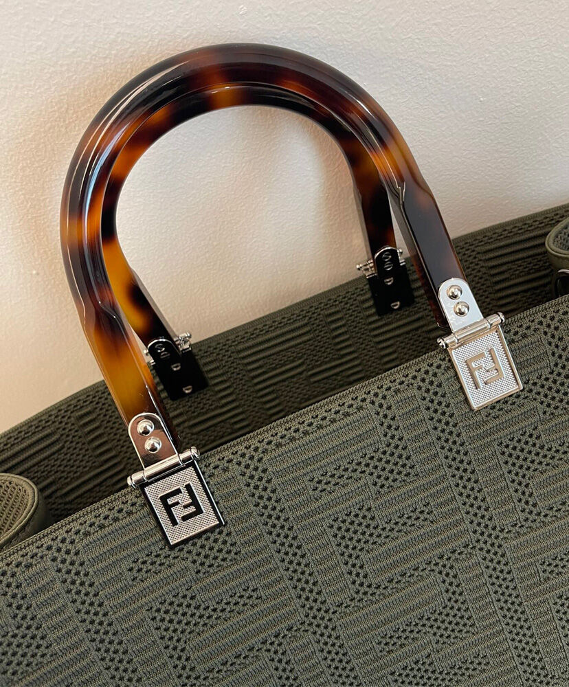 Fendi Sunshine Medium FF Fabric Shopper Green