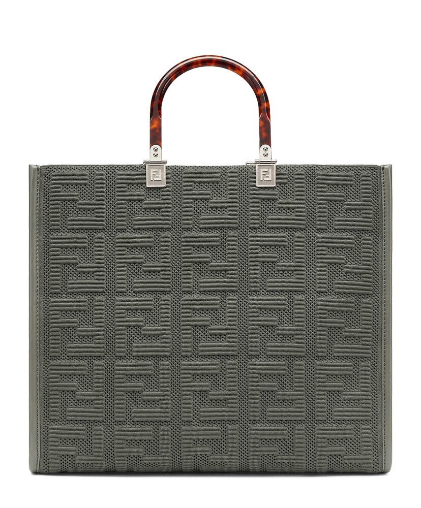 Fendi Sunshine Medium FF Fabric Shopper Green