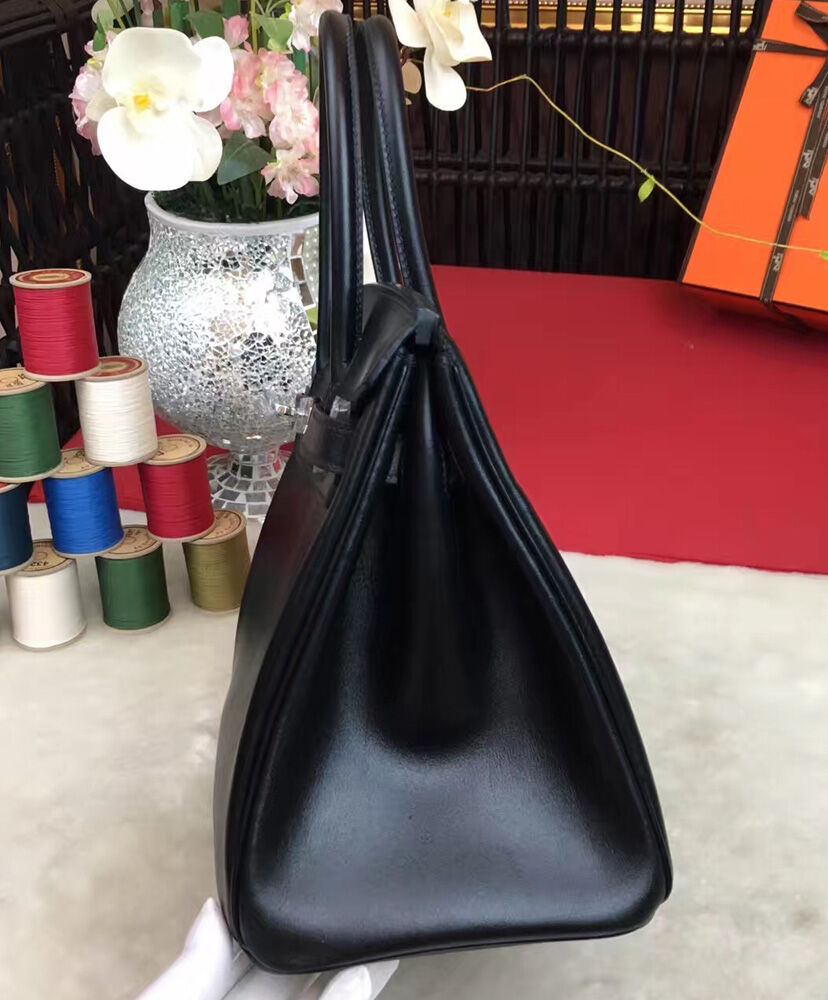 Hermes Birkin bag 30 Box calf leather Black