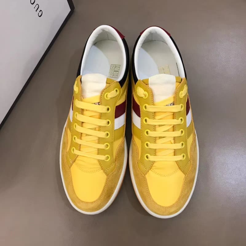 GUCCI MEN S YELLOW LEATHER AND NYLON SNEAKERS   GC63