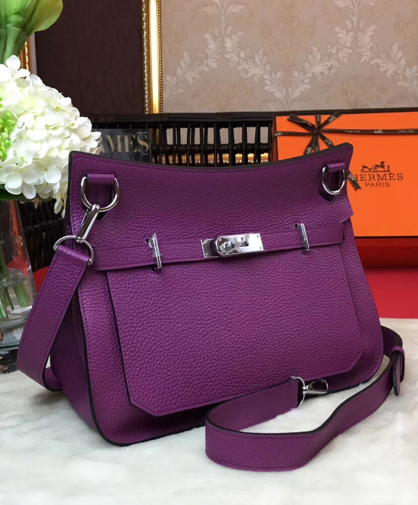 Hermes Jypsiere 28 Bag Togo Leather Purple
