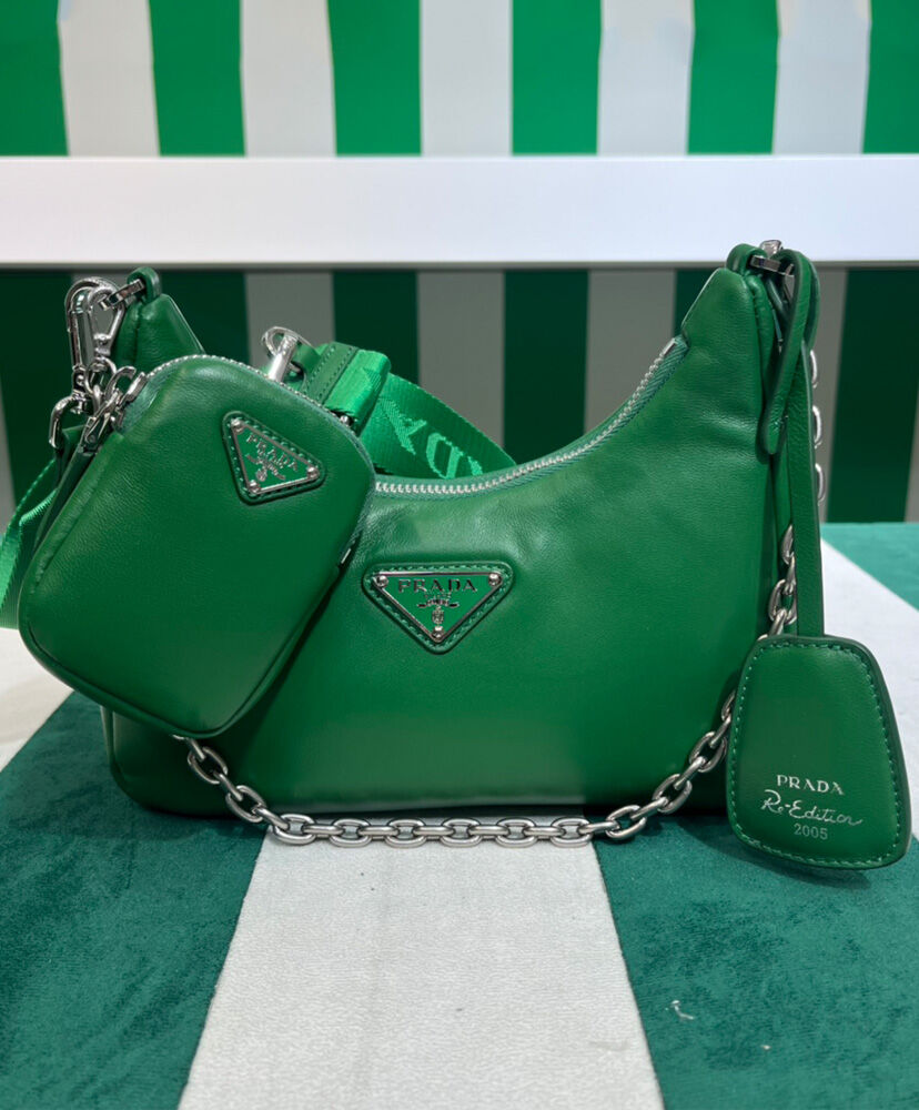 Prada Padded Nappa-leather Prada Re-Edition 2005 Shoulder Bag 1BH204 Green