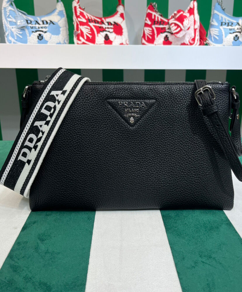 Prada Leather Shoulder Bag 1BH050 Black