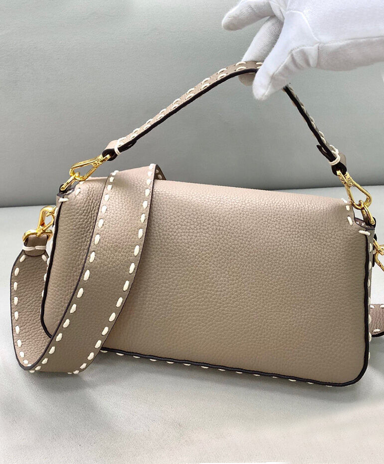 Fendi Baguette Full Grain Leather Bag 8BR600 Gray