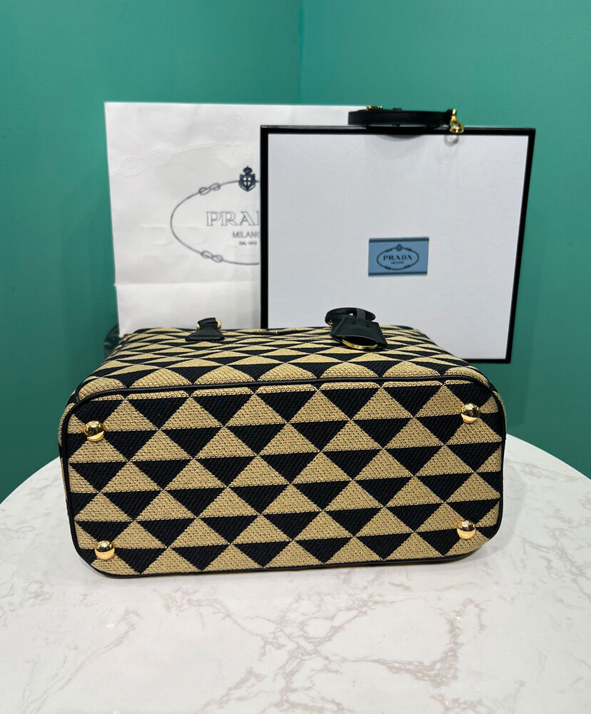 Prada Borsa Prada Galleria Medium In Tessuto Jacquard Apricot