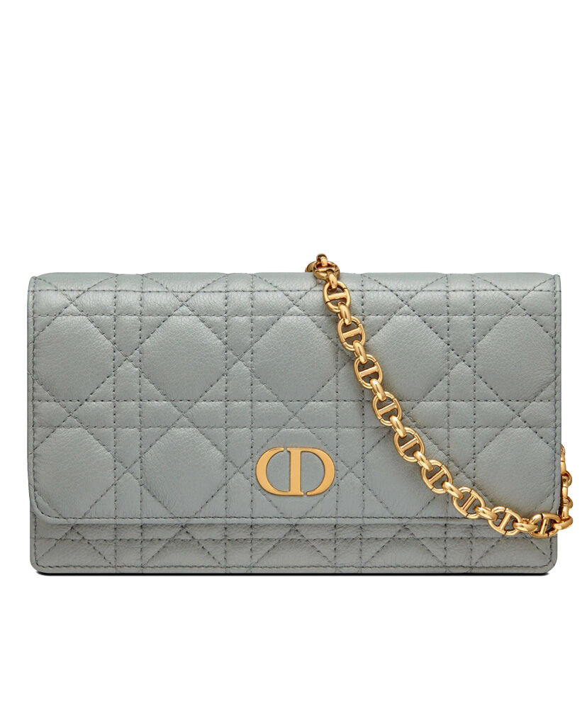Christian Dior Caro Belt Pouch With Chain Gray