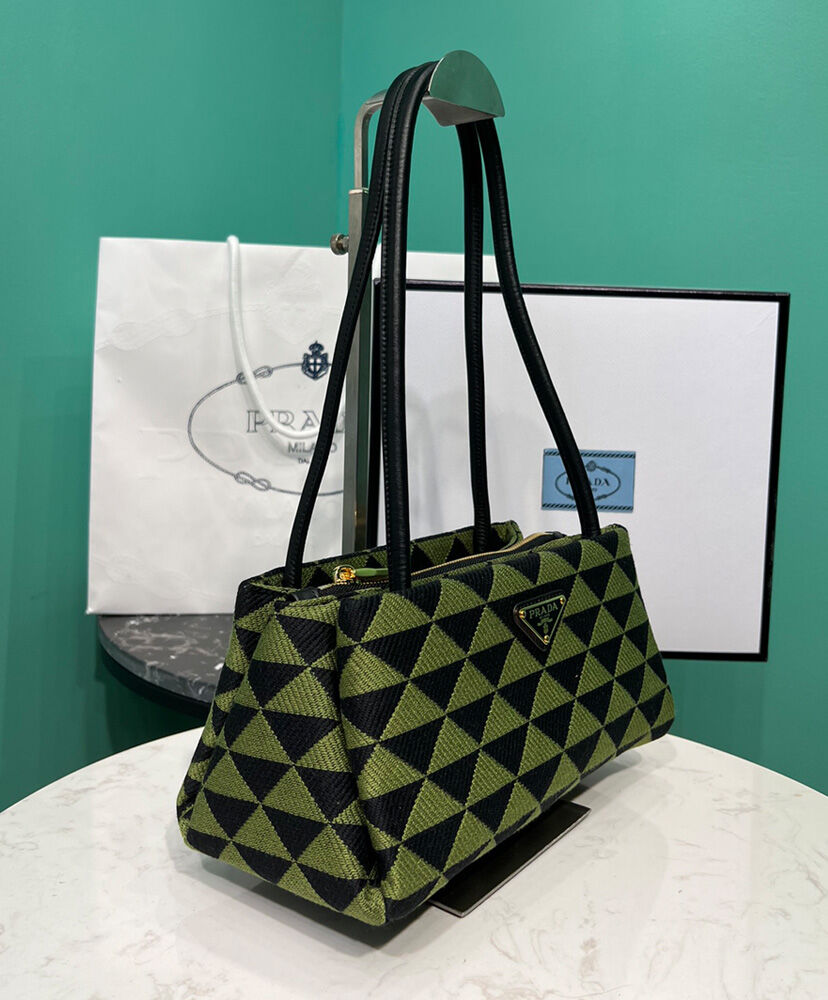 Prada Small Embroidered Fabric Prada Symbole Bag Green