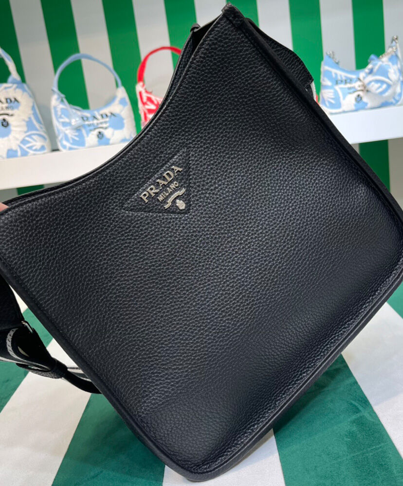 Prada Leather Hobo Bag 1BC073 Black