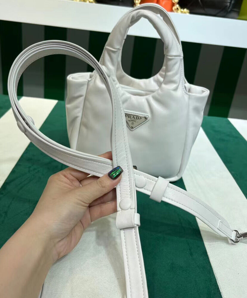 Prada Small Padded Prada Soft Nappa-leather Bag 1BA359 Cream