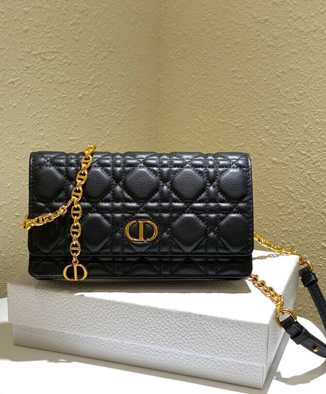 Christian Dior Caro Belt Pouch With Chain Black